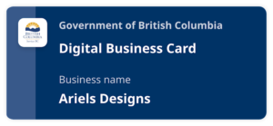 Mockup of a Digital Business Card, as would be seen in the BC Wallet smartphone app