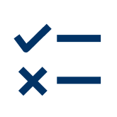 A checklist icon with checkmarks and X marks.